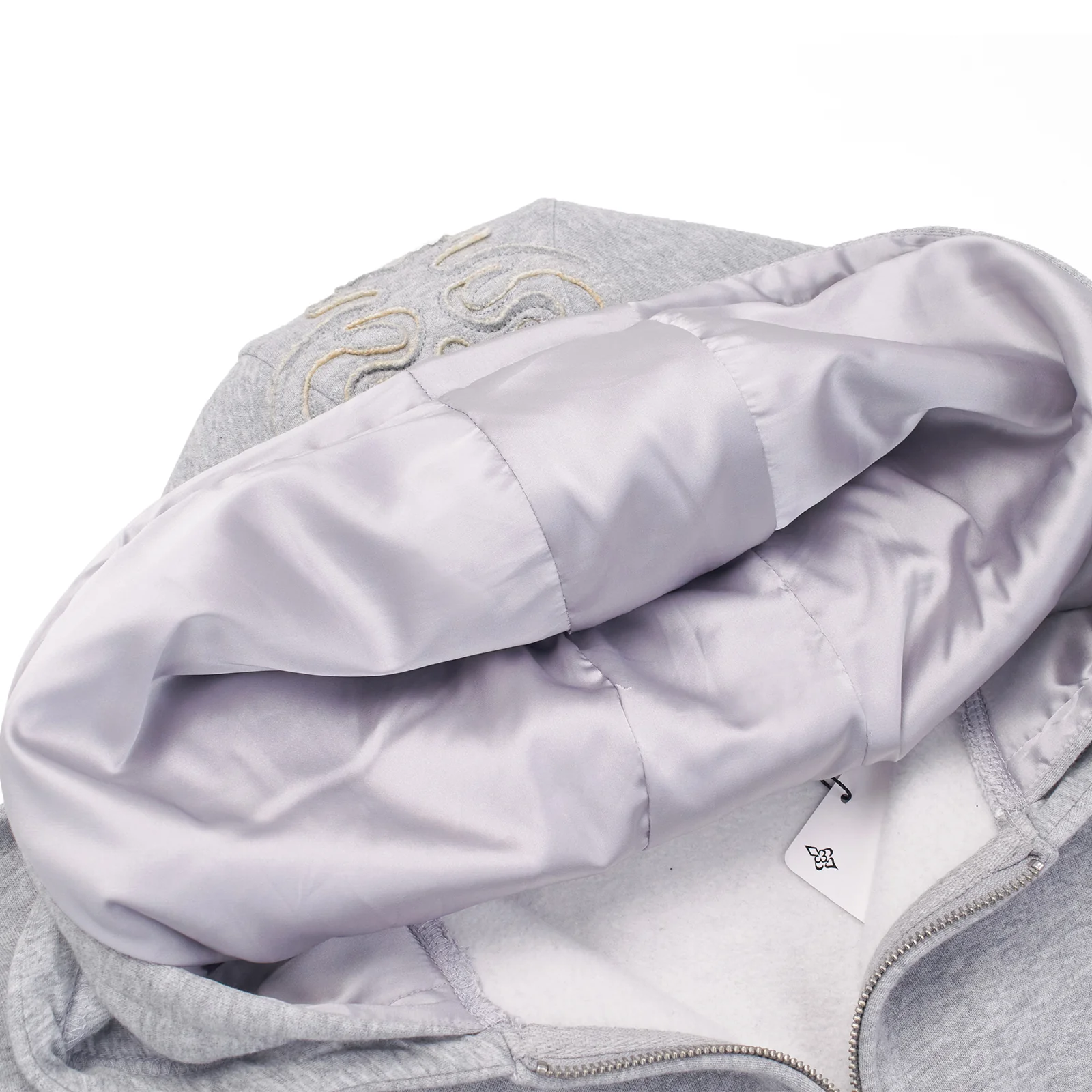GREY DOUBLE HOOD  ZIP UP