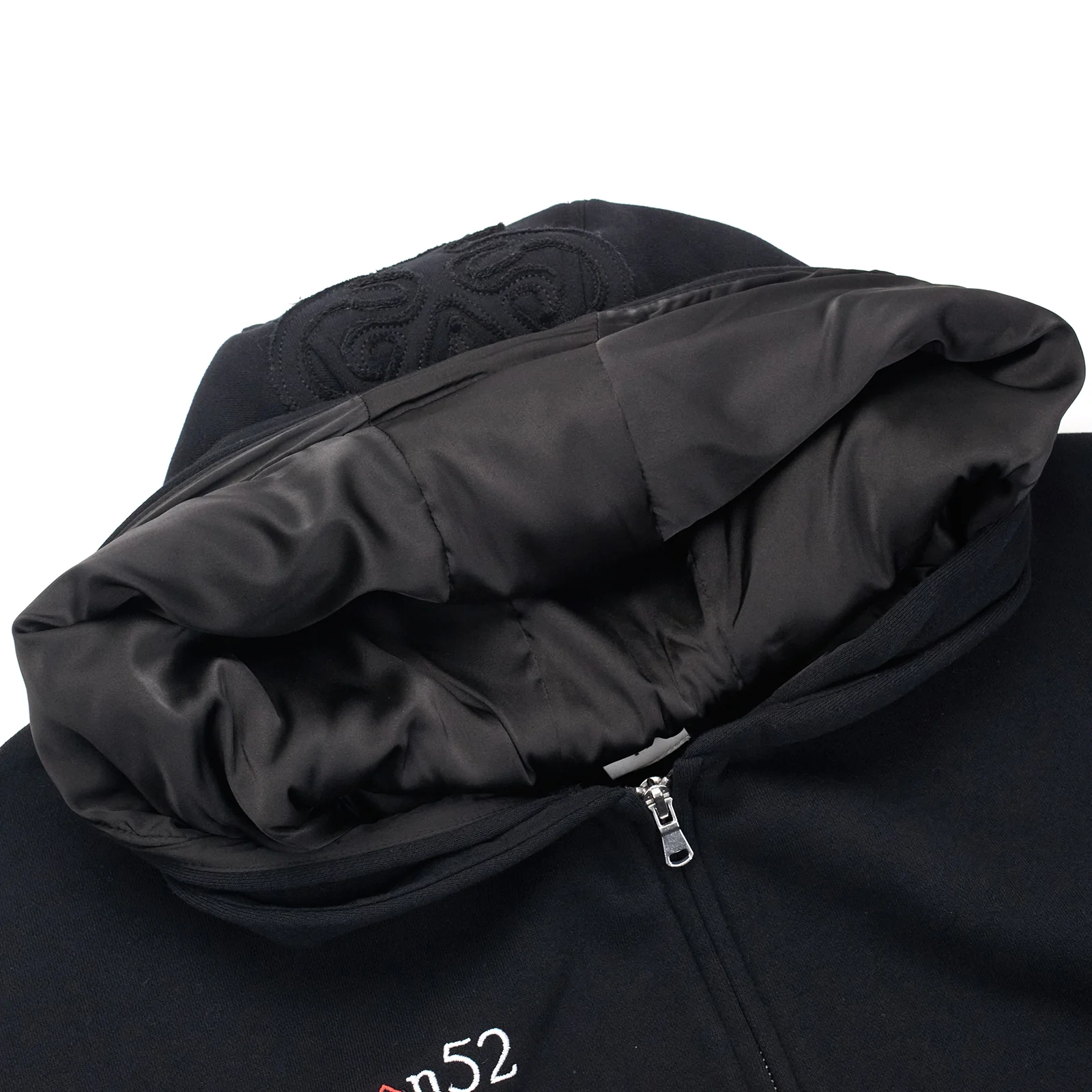 BLACK DOUBLE HOOD  ZIP UP