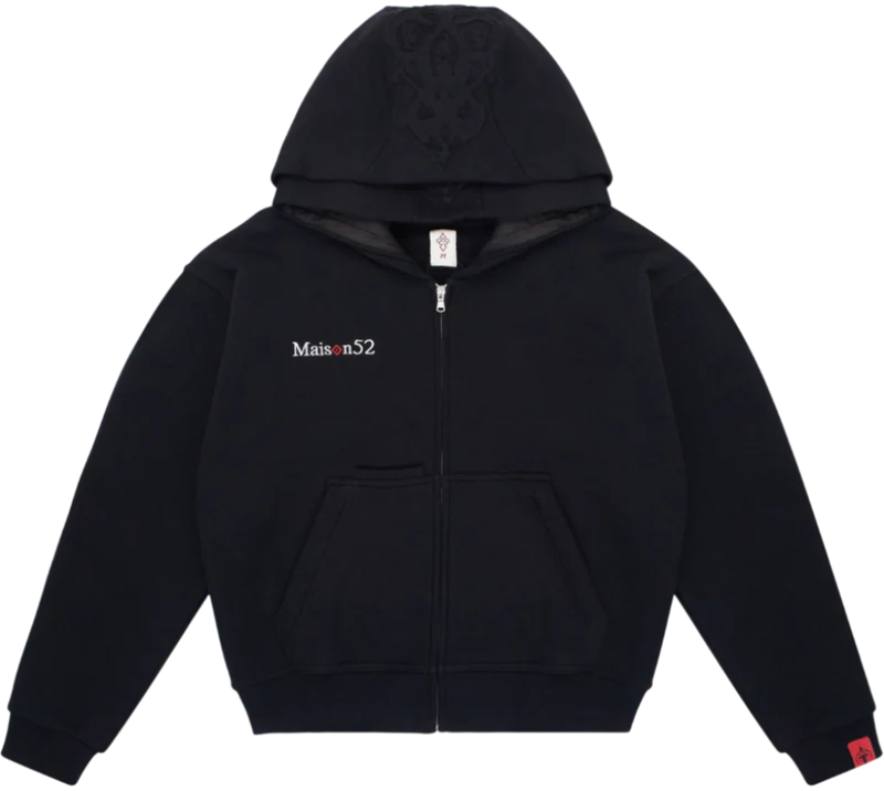 BLACK DOUBLE HOOD  ZIP UP