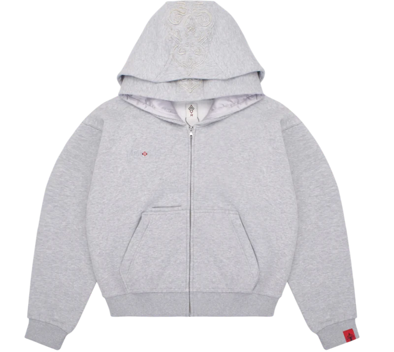 GREY DOUBLE HOOD  ZIP UP