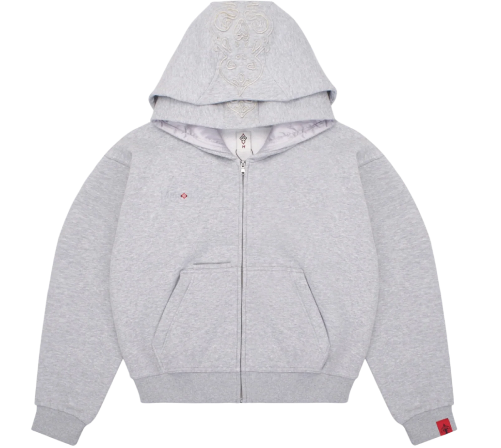 GREY DOUBLE HOOD  ZIP UP